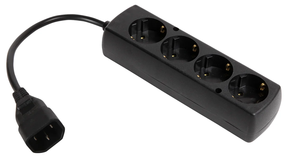 Adapter z wtykiem IEC C14 męskim przewód 3x1mm2 H05VV-F z gniazdem quadruple GN-470S